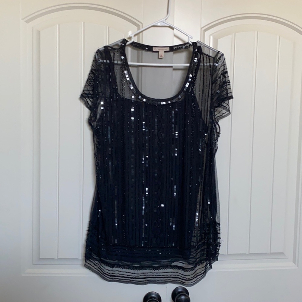 Black formal blouse. Full of beads and lace size2X